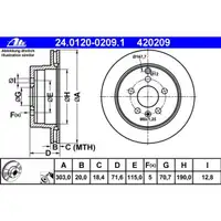 ATE 24.0120-0209.1 Bremsscheiben 2 Stück CHEVROLET
