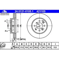 ATE 24.0121-0105.1 Bremsscheiben 2 Stück ROVER