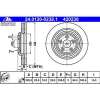 ATE 24.0120-0238.1 Bremsscheiben 2 Stück JAGUAR
