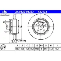 ATE 24.0122-0133.1 Bremsscheiben 2 Stück MERCEDES-BENZ