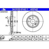 ATE 24.0122-0142.1 Bremsscheiben 2 Stück CITROËN