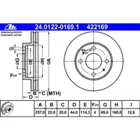 ATE 24.0122-0169.1 Bremsscheiben 2 Stück HYUNDAI