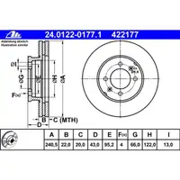 ATE 24.0122-0177.1 Bremsscheiben 2 Stück MG