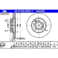 ATE 24.0122-0202.1 Bremsscheiben 2 Stück AUDI
