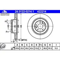 ATE 24.0122-0214.1 Bremsscheiben 2 Stück AUDI