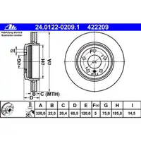 ATE 24.0122-0209.1 Bremsscheiben 2 Stück BMW
