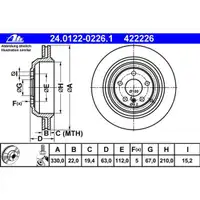 ATE 24.0122-0226.1 Bremsscheiben 2 Stück MERCEDES-BENZ