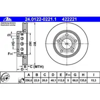 ATE 24.0122-0221.1 Bremsscheiben 2 Stück VW