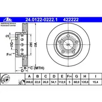 ATE 24.0122-0222.1 Bremsscheiben 2 Stück VW