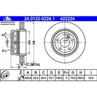 ATE 24.0122-0224.1 Bremsscheiben 2 Stück BMW