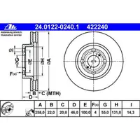 ATE 24.0122-0240.1 Bremsscheiben 2 Stück TOYOTA