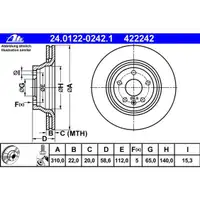 ATE 24.0122-0242.1 Bremsscheiben 2 Stück AUDI