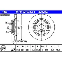 ATE 24.0122-0243.1 Bremsscheiben 2 Stück AUDI