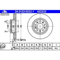 ATE 24.0122-0233.1 Bremsscheiben 2 Stück ALFA ROMEO