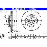ATE 24.0122-0252.1 Bremsscheiben 2 Stück SUZUKI