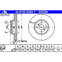 ATE 24.0122-0254.1 Bremsscheiben 2 Stück TOYOTA