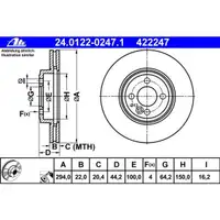 ATE 24.0122-0247.1 Bremsscheiben 2 Stück MINI