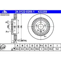 ATE 24.0122-0259.1 Bremsscheiben 2 Stück VOLVO