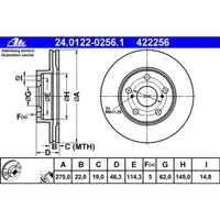 ATE 24.0122-0256.1 Bremsscheiben 2 Stück TOYOTA