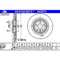 ATE 24.0122-0273.1 Bremsscheiben 2 Stück AUDI
