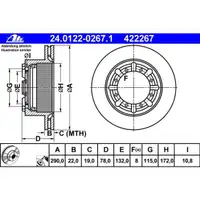 ATE 24.0122-0267.1 Bremsscheiben 2 Stück für RENAULT TRUCKS