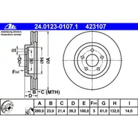 ATE 24.0123-0107.1 Bremsscheiben 2 Stück CHRYSLER