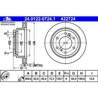 ATE 24.0122-0724.1 Bremsscheiben 2 Stück MITSUBISHI