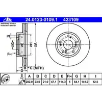 ATE 24.0123-0109.1 Bremsscheiben 2 Stück HONDA