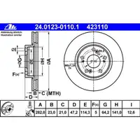 ATE 24.0123-0110.1 Bremsscheiben 2 Stück HONDA