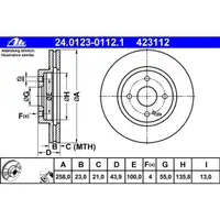 ATE 24.0123-0112.1 Bremsscheiben 2 Stück MAZDA