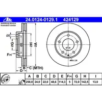 ATE 24.0124-0129.1 Bremsscheiben 2 Stück MAZDA