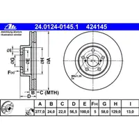 ATE 24.0124-0145.1 Bremsscheiben 2 Stück SUBARU