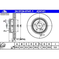ATE 24.0124-0141.1 Bremsscheiben 2 Stück SUBARU