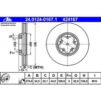 ATE 24.0124-0167.1 Bremsscheiben 2 Stück FORD