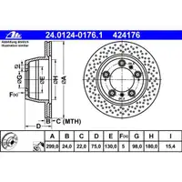 ATE 24.0124-0176.1 Bremsscheiben 2 Stück PORSCHE