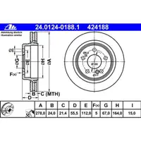 ATE 24.0124-0188.1 Bremsscheiben 2 Stück MERCEDES-BENZ