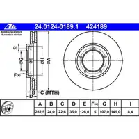 ATE 24.0124-0189.1 Bremsscheiben 2 Stück PORSCHE