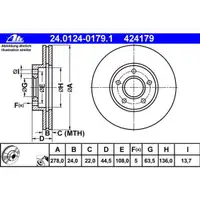ATE 24.0124-0179.1 Bremsscheiben 2 Stück FORD