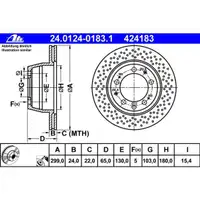 ATE 24.0124-0183.1 Bremsscheiben 2 Stück PORSCHE