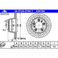 ATE 24.0124-0194.1 Bremsscheiben 2 Stück PORSCHE