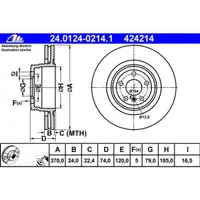 ATE 24.0124-0214.1 Bremsscheiben 2 Stück BMW
