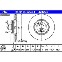 ATE 24.0124-0224.1 Bremsscheiben 2 Stück für RENAULT