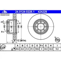 ATE 24.0124-0228.1 Bremsscheiben 2 Stück IVECO