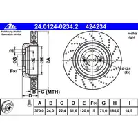 ATE 24.0124-0234.2 Bremsscheiben 2 Stück für BMW