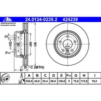 ATE 24.0124-0239.2 Bremsscheiben 2 Stück BMW