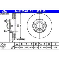 ATE 24.0125-0115.1 Bremsscheiben 2 Stück VW