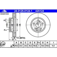 ATE 24.0125-0124.1 Bremsscheiben 2 Stück TOYOTA