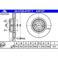 ATE 24.0125-0157.1 Bremsscheiben 2 Stück TOYOTA