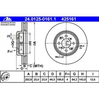 ATE 24.0125-0161.1 Bremsscheiben 2 Stück MG