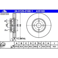 ATE 24.0125-0168.1 Bremsscheiben 2 Stück TOYOTA